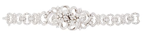 Brazalete convertible en dos broches, años 50, con decoraci