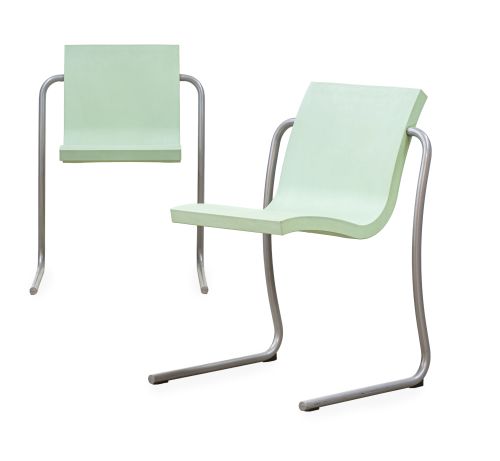 "Magic Chair".Pareja de sillas en acero tubular y poliure