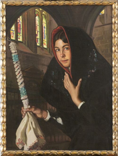 EDUARDO CHICHARRO Y AGÜERA (Madrid, 1873-1949)Joven con c
