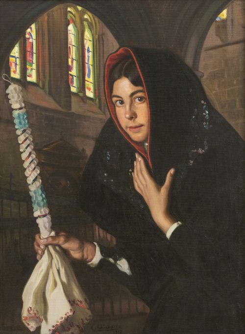 EDUARDO CHICHARRO Y AGÜERA (Madrid, 1873-1949)Joven con c