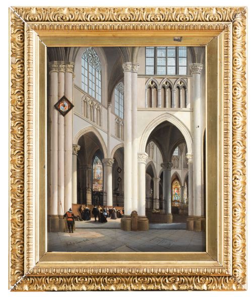 ÉMILE PIERRE JOSEPH DE CAUWER (1828-1873) Vista de un int