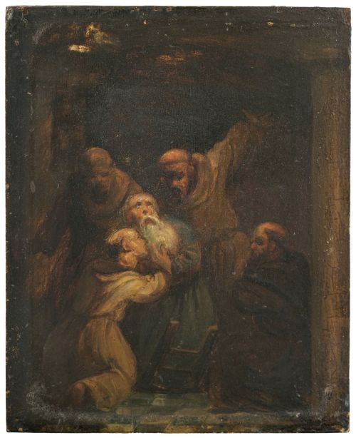 ESCUELA ESPAÑOLA, H. 1800Franciscanos reconfortando a un 