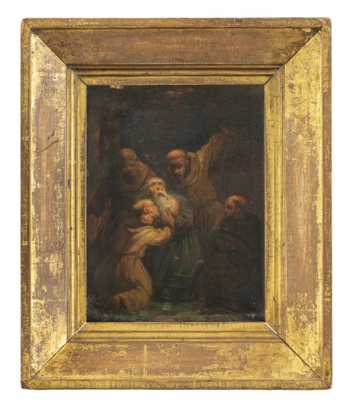 ESCUELA ESPAÑOLA, H. 1800Franciscanos reconfortando a un 