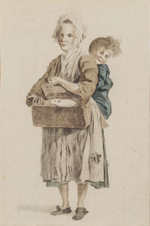 ANÓNIMO, H. 1800"Aldeano" y "Anciana con niño y conejo"