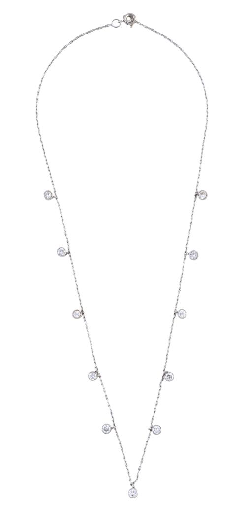 Gargantilla con once chatones de brillantes colgantes de ca
