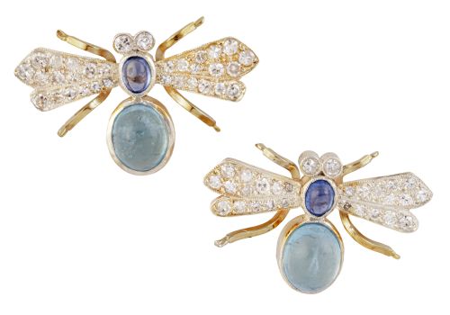 Pendientes con diseño de mosca con alas cuajadas de brillan