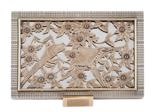 Vanity case Art Decó BOUCHERON PARIS con decoración de pája