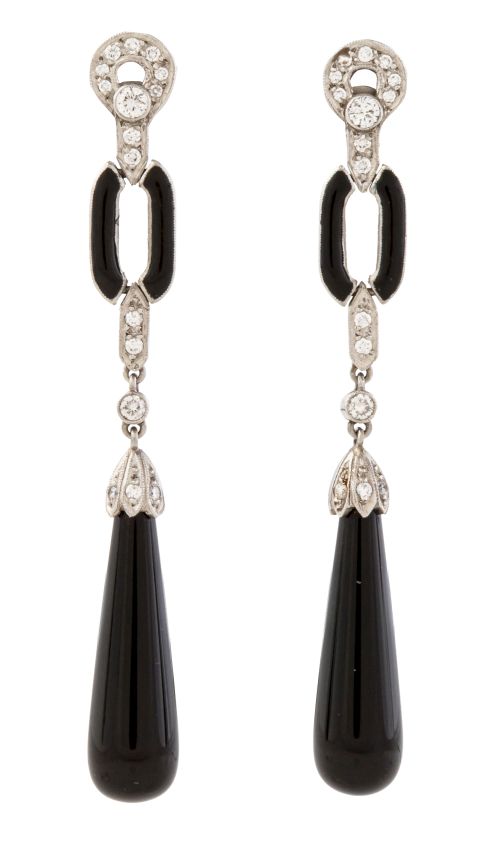 Pendientes largos estilo Art Decó con perilla colgante de ó