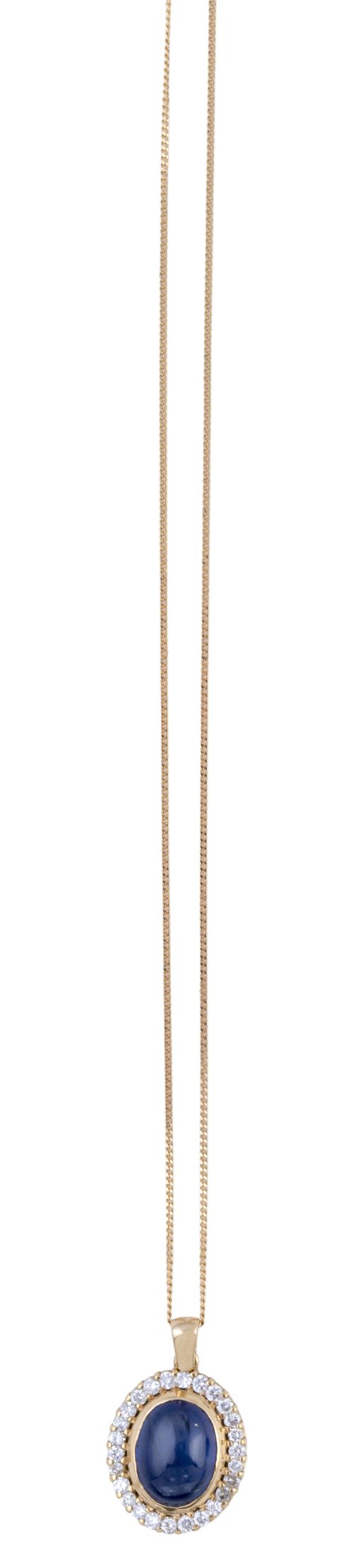 Colgante con cabuchón de zafiro de 8,87 ct, orlado por bril