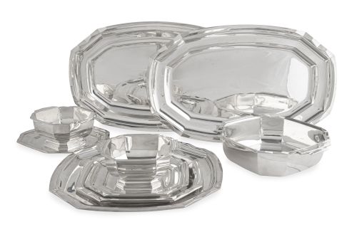 Boucheron París.Parte de vajilla Art - Decó de plata en s