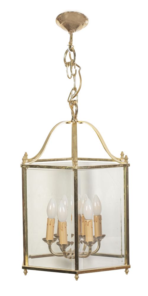 Farol de techo de bronce dorado.Francia, S. XX.