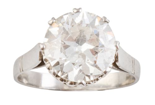Sortija solitario con brillante de 3,77 ct aprox engastado 