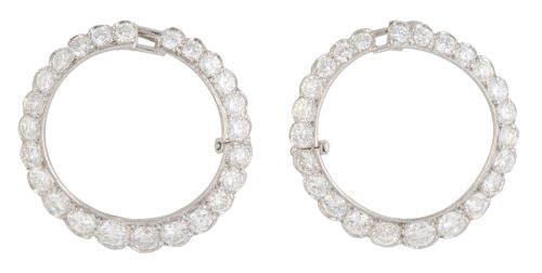 Pendientes criollas de brillantes estilo Art-Decó con tamañ