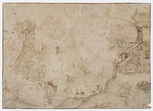 ESCUELA FLAMENCA, H. 1700Vista de un paisaje con aldea, e