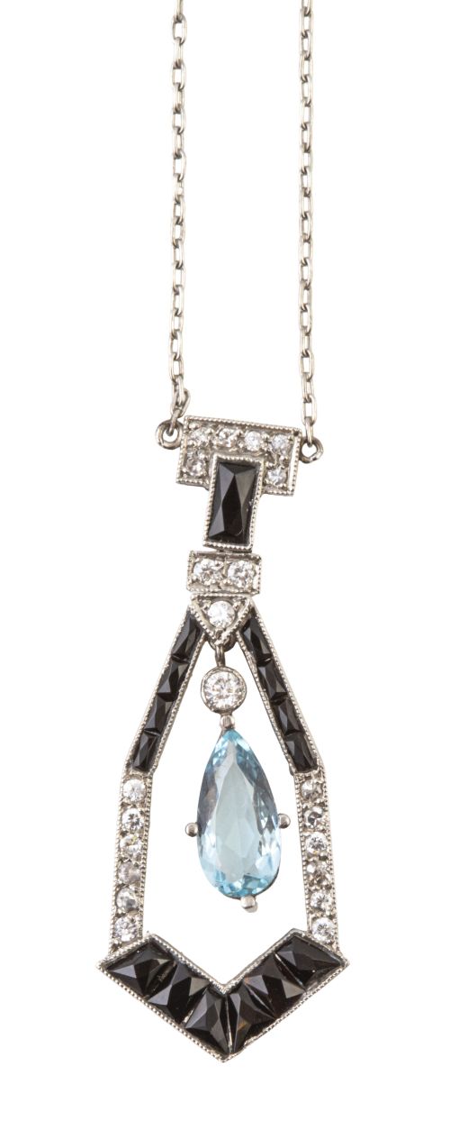 Pendentif estilo Art Decó con diseño de gota colgante de ag