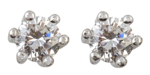 Pendientes dormilonas con brillante engastado en seis garra