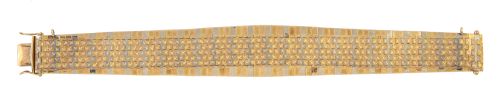 Brazalete de malla flexible italiana años 60 en oro de tres