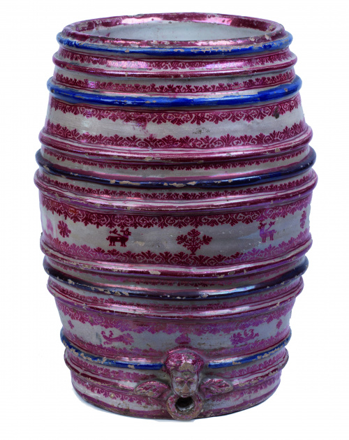 Tonel de cerámica esmaltada en reflejo metálico con decorac