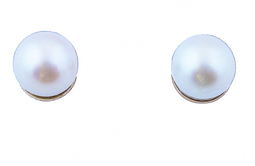 Pendientes de perla cultivada en montura de oro amarillo de