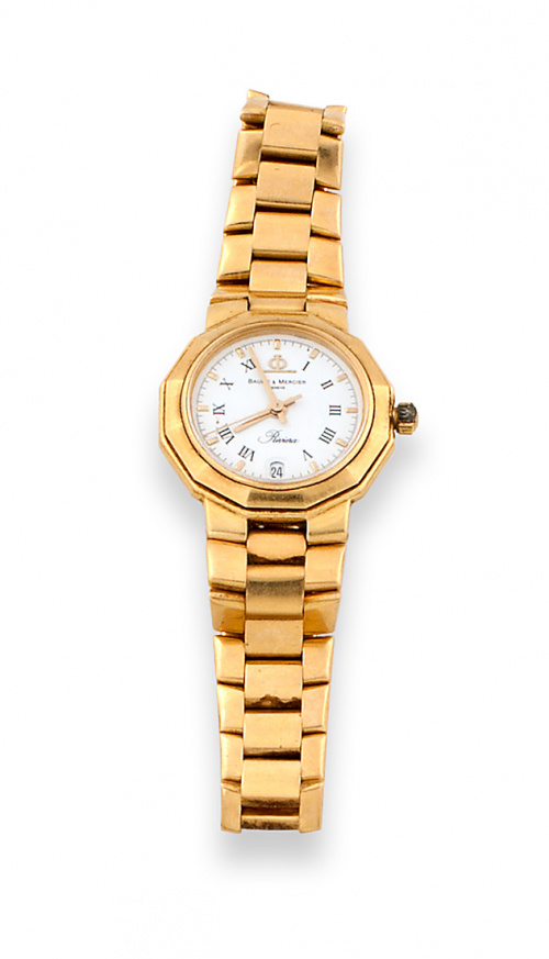 Reloj BAUME MERCIER riviera con pulsera en oro de 18K.83212