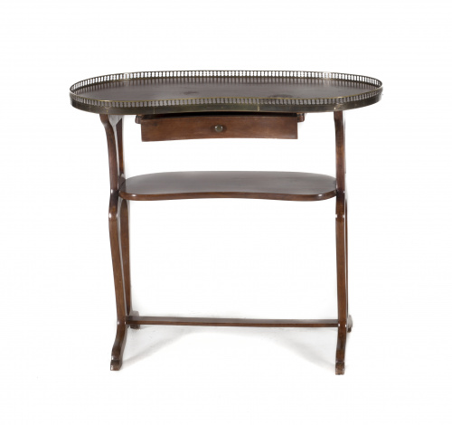 Mesa auxiliar en forma de riñón en madera de caobaS. XX