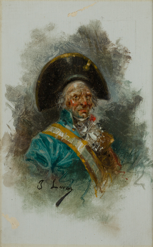 EUGENIO LUCAS VILLAAMIL (Madrid, 1858-1919)Retrato de milit