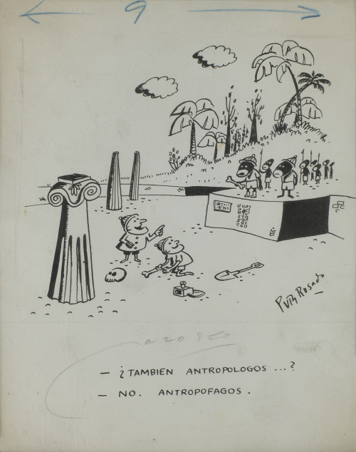 Conjunto de tres dibujos de Antonio Mingote, José Zamora y 