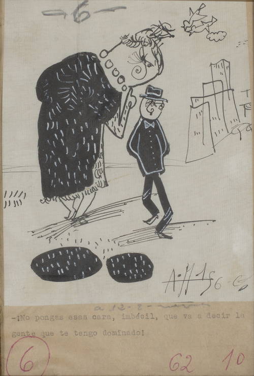 Conjunto de tres dibujos de Antonio Mingote, José Zamora y 