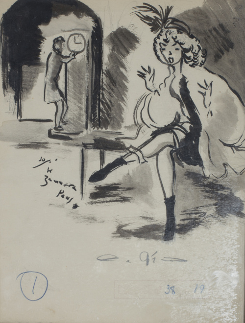 Conjunto de tres dibujos de Antonio Mingote, José Zamora y 