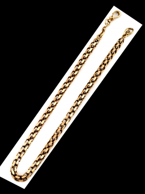 Leontina S.XIX con cadena tubular flexible en oro amarillo 