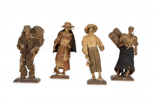 Cuatro tipos populares de cera con indumentaria original.T