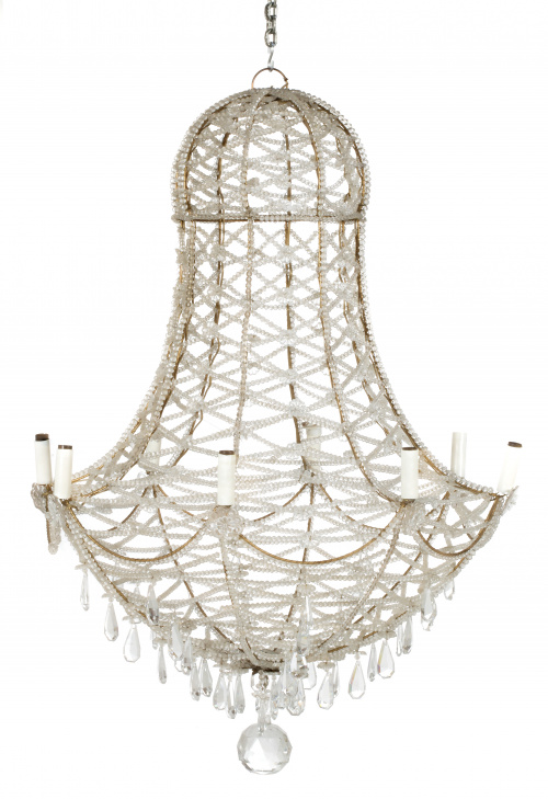 Lámpara de siete luces  Isabelina con sarta de cuentasEspa