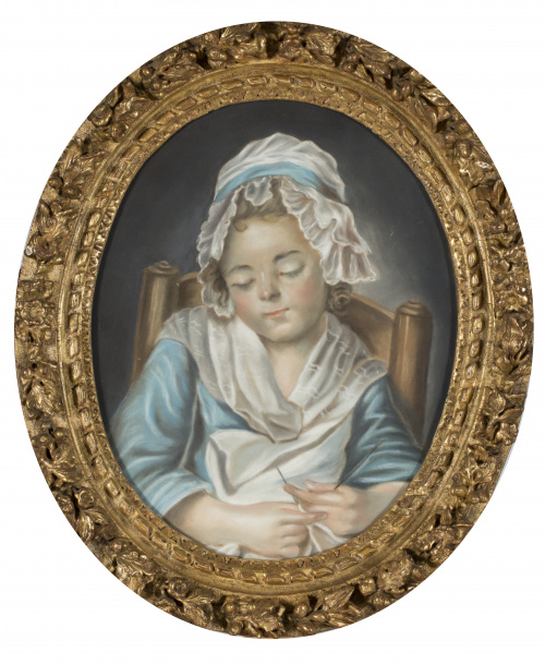 ESCUELA FRANCESA, SIGLO XIXPareja de retratos de niñas