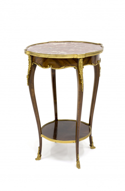 Velador estilo Luis XV en madera de palo de rosa, tapa de m