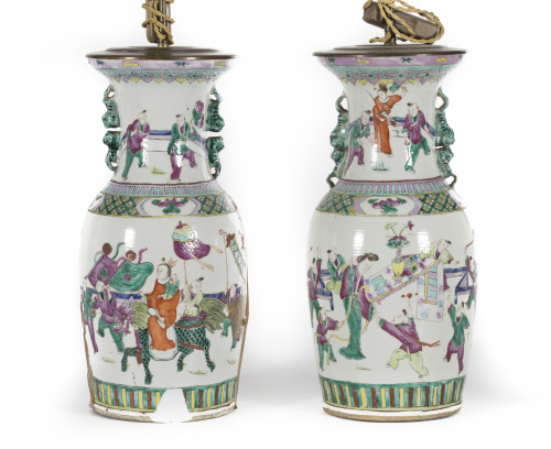 Dos tibores con escenas del Rey de Wuyue .China para la ex