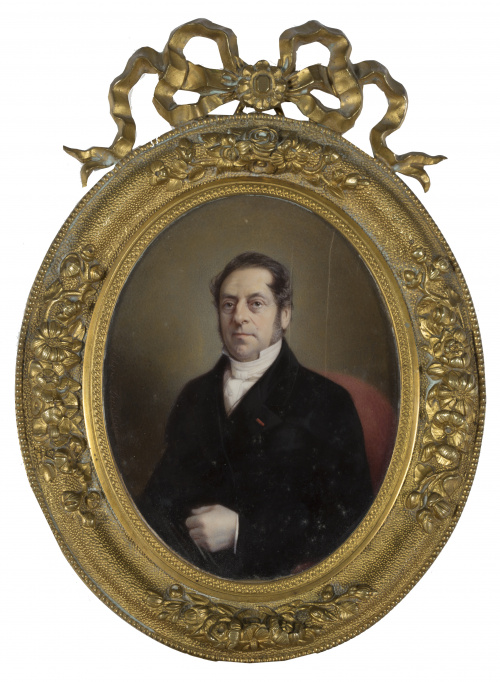 EDME ROUSSEAU (1815-1868)Retrato de dama y caballero