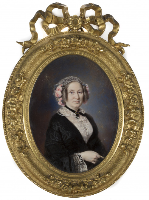 EDME ROUSSEAU (1815-1868)Retrato de dama y caballero