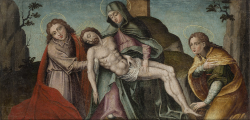 ESCUELA ESPAÑOLA S. XVIPiedad con san Juan y Magdalena