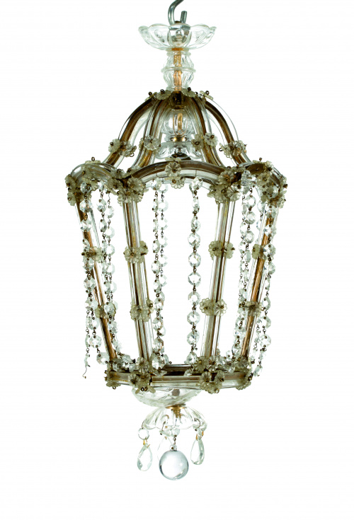 Farol de vidrio prensado y metal.Venecia, pp s. XX