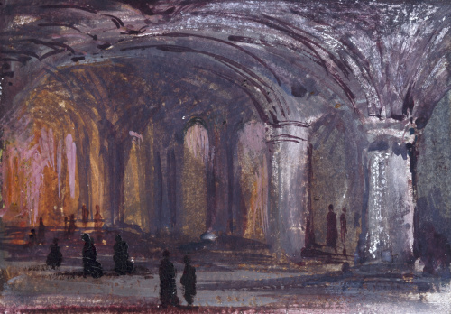 ESCUELA EUROPEA, SIGLO XIXConjunto de 5 acuarelas con esce