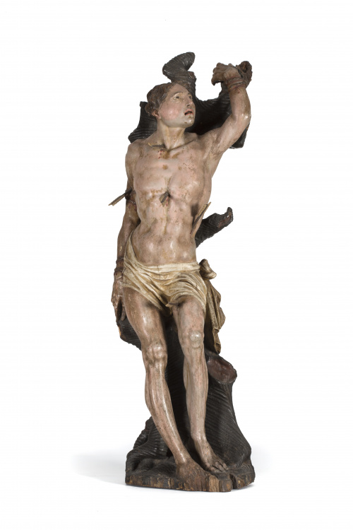 “San Sebastián”. Escultura en madera tallada y policromada.