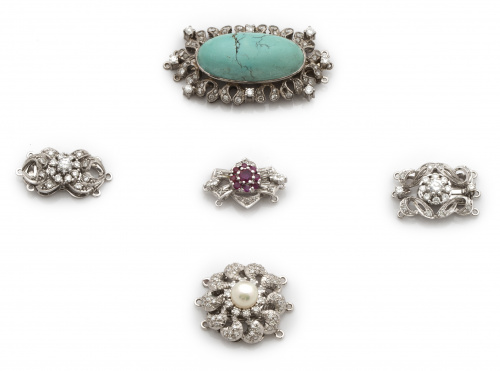 Cierre para collar con rosetón de brillantes rodeado por ho