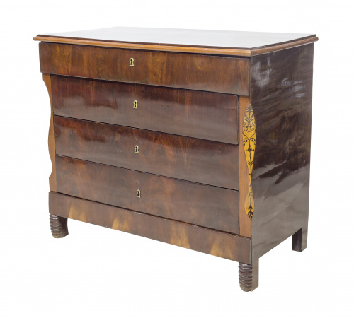 Cómoda Isabelina en madera de caoba y palma de caoba con de