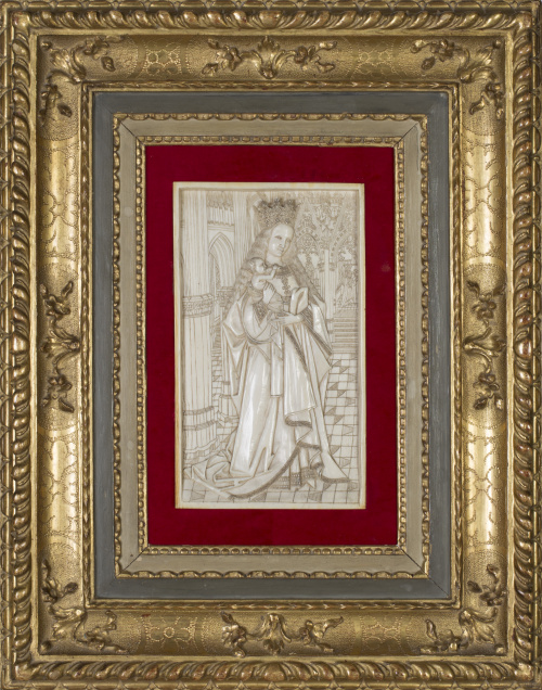 “Virgen con Niño”Relieve en marfil talladoEscuela Italian