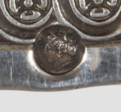 Copa compotera Imperio en plata y plata dorada el friso del