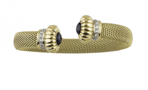 Brazalete de malla flexible, con brazos abiertos rematados 