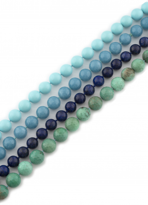 Collar de cuentas esféricas de angelita de 16 mm con cierre