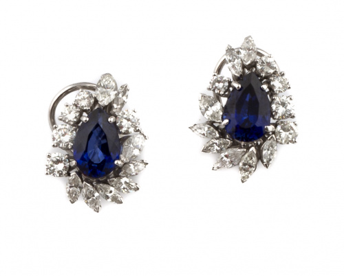 Pendientes con orla de brillantes y diamantes talla perilla