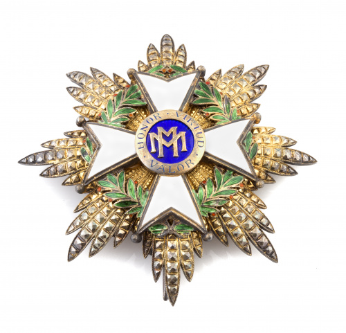Condecoración en plata y esmaltes. Orden Honor. Virtud. Val