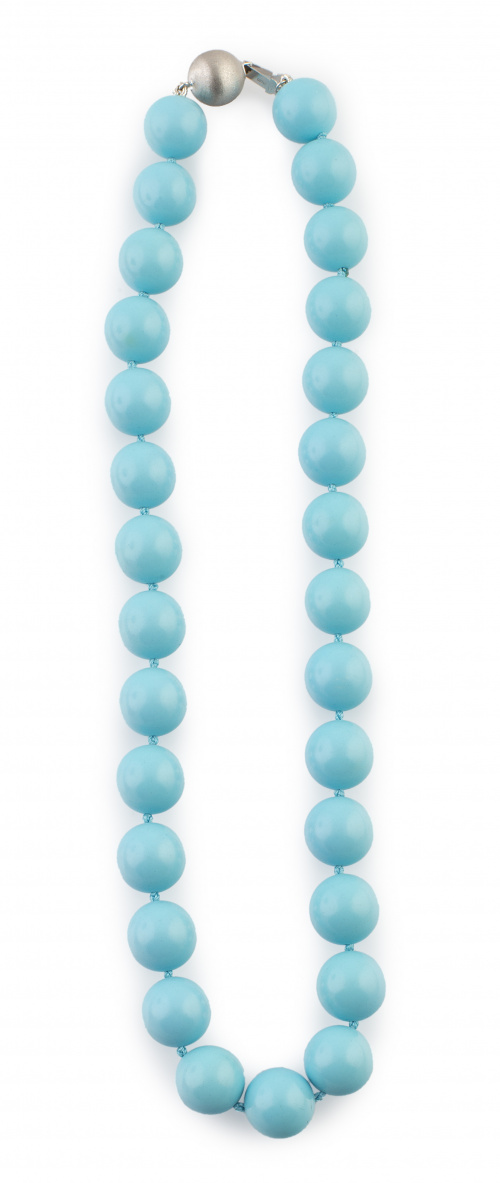 Collar de cuentas esféricas de turquesas reconstituidas de 